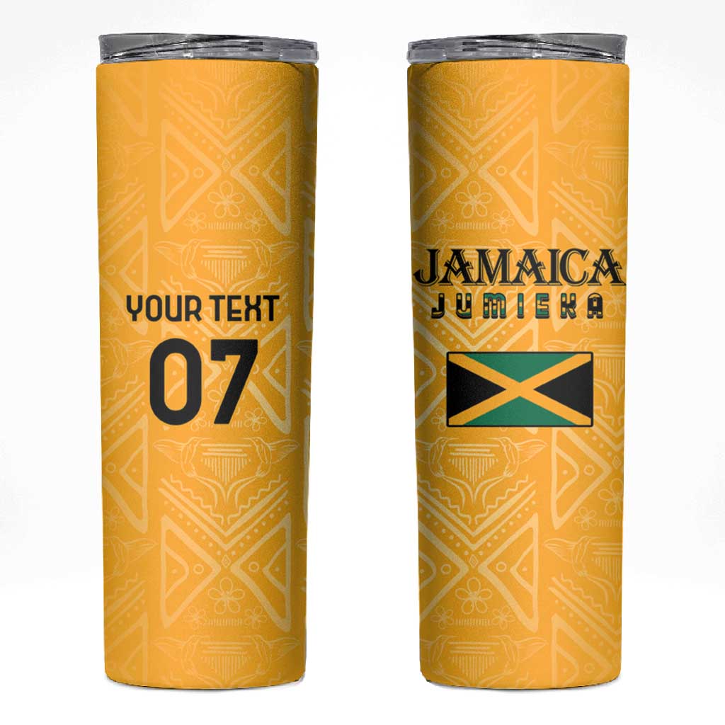 Afro-Jamaica Custom Skinny Tumbler Golden Ethnic Motifs