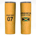 Afro-Jamaica Custom Skinny Tumbler Golden Ethnic Motifs