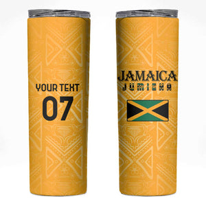 Afro-Jamaica Custom Skinny Tumbler Golden Ethnic Motifs