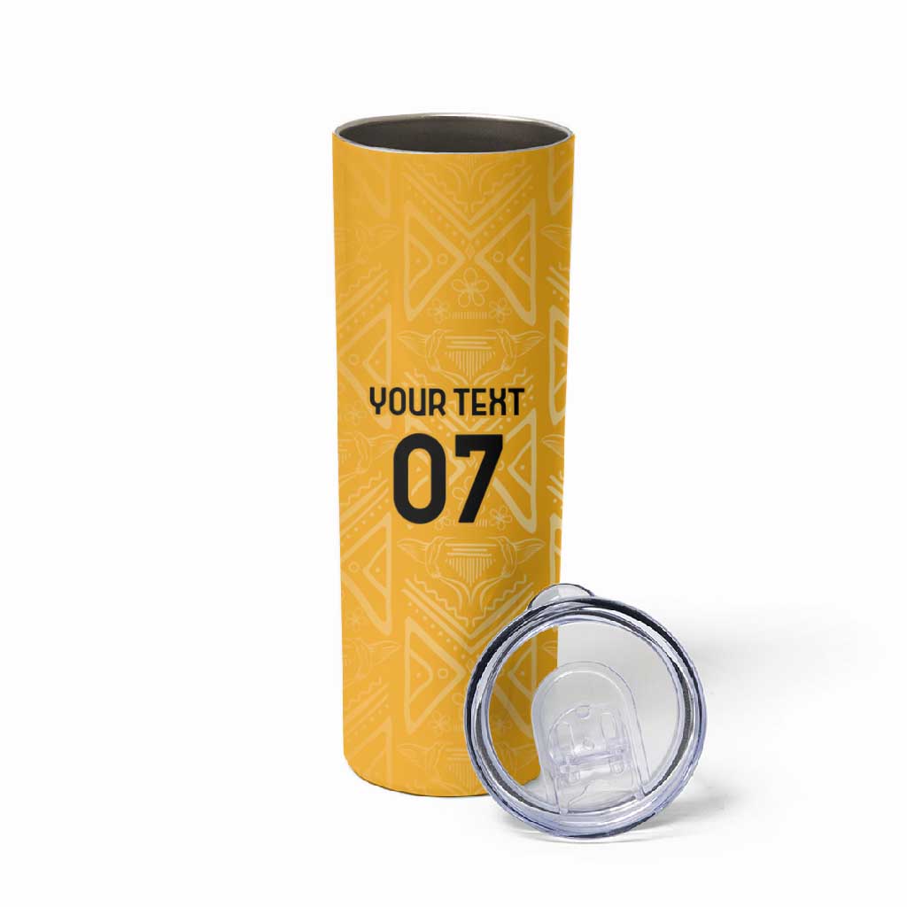 Afro-Jamaica Custom Skinny Tumbler Golden Ethnic Motifs