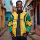 Afro-Jamaica Custom Sleeve Zip Bomber Jacket Golden Ethnic Motifs