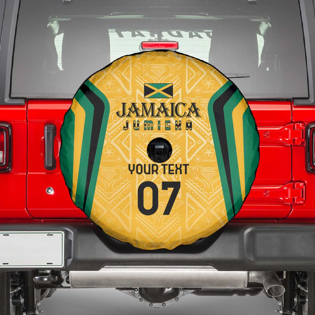 Afro-Jamaica Custom Spare Tire Cover Golden Ethnic Motifs