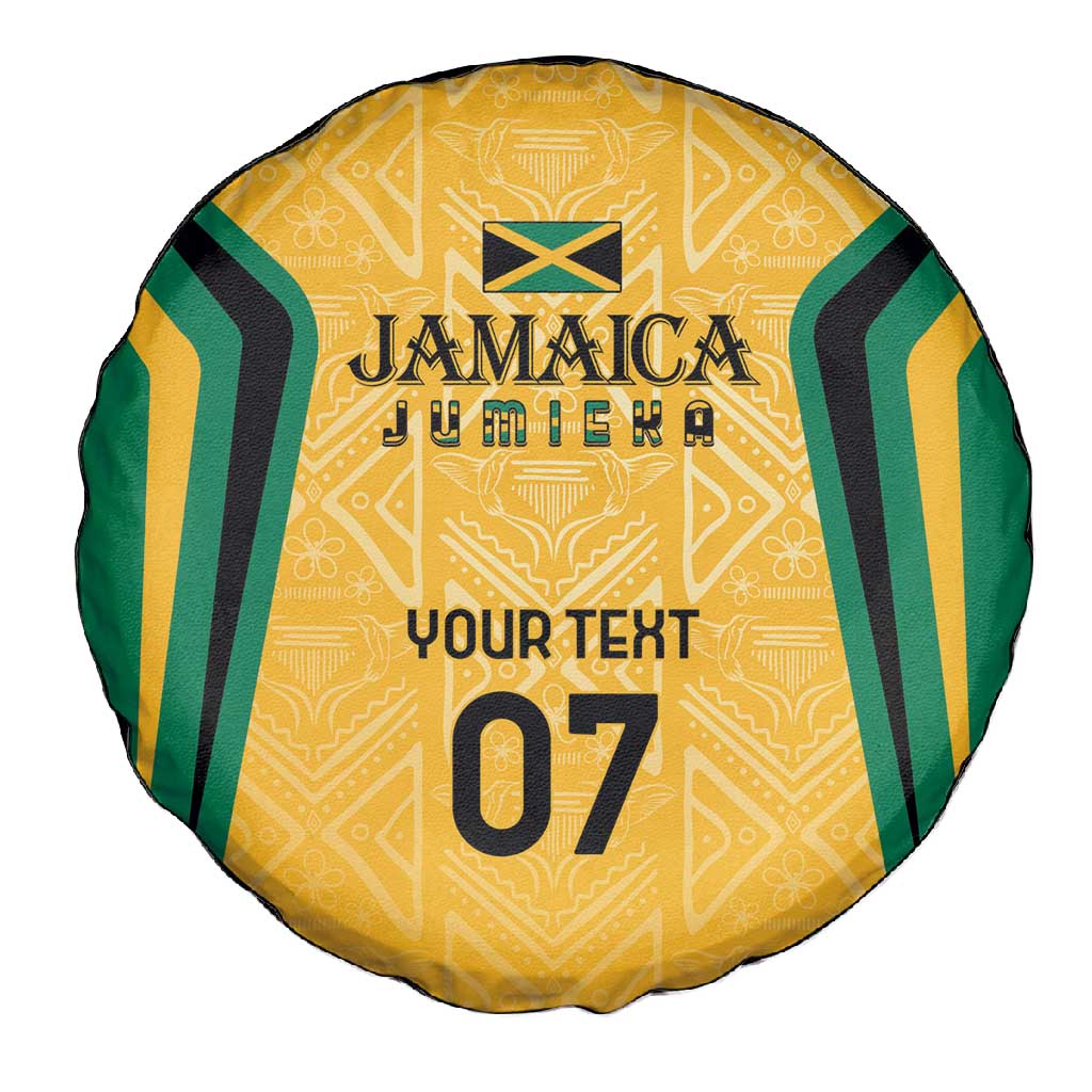 Afro-Jamaica Custom Spare Tire Cover Golden Ethnic Motifs