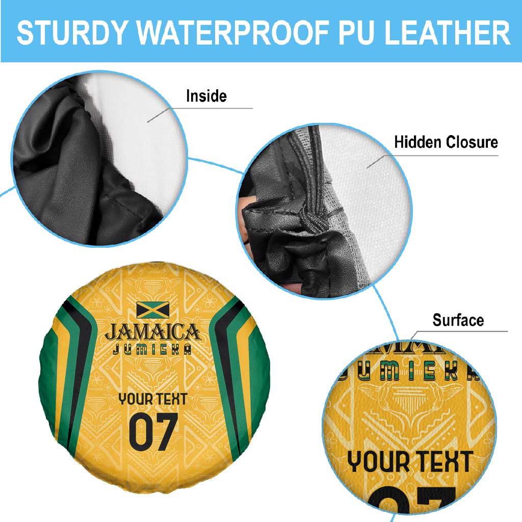 Afro-Jamaica Custom Spare Tire Cover Golden Ethnic Motifs