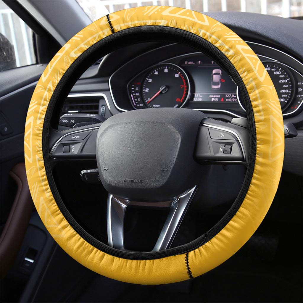 Afro-Jamaica Steering Wheel Cover Golden Ethnic Motifs