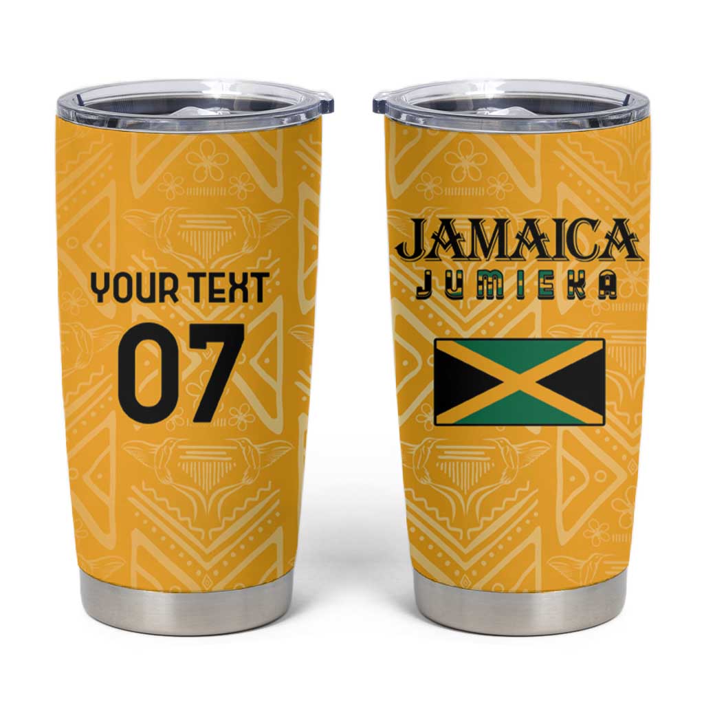 Afro-Jamaica Custom Tumbler Cup Golden Ethnic Motifs