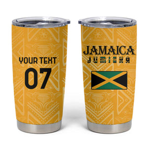 Afro-Jamaica Custom Tumbler Cup Golden Ethnic Motifs