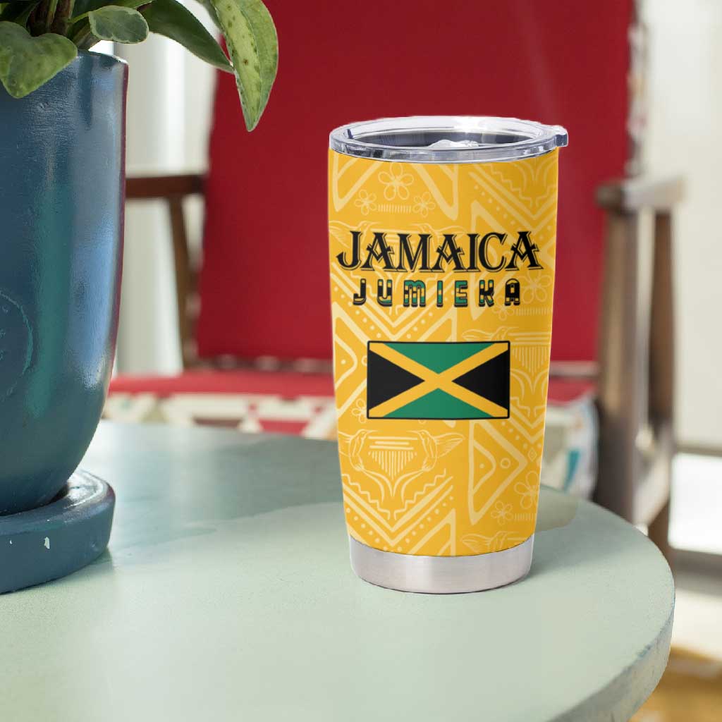 Afro-Jamaica Custom Tumbler Cup Golden Ethnic Motifs