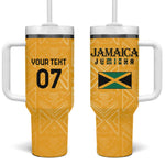 Afro-Jamaica Custom Tumbler With Handle Golden Ethnic Motifs