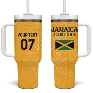 Afro-Jamaica Custom Tumbler With Handle Golden Ethnic Motifs