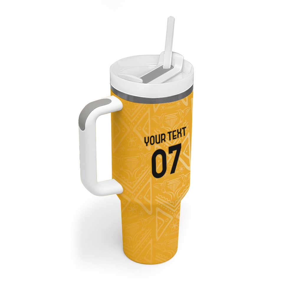 Afro-Jamaica Custom Tumbler With Handle Golden Ethnic Motifs