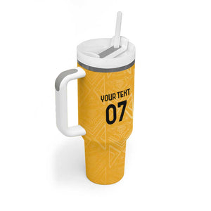 Afro-Jamaica Custom Tumbler With Handle Golden Ethnic Motifs
