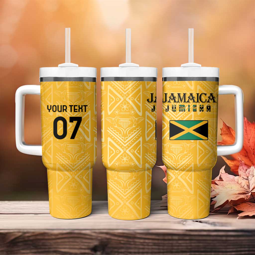 Afro-Jamaica Custom Tumbler With Handle Golden Ethnic Motifs