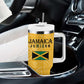 Afro-Jamaica Custom Tumbler With Handle Golden Ethnic Motifs