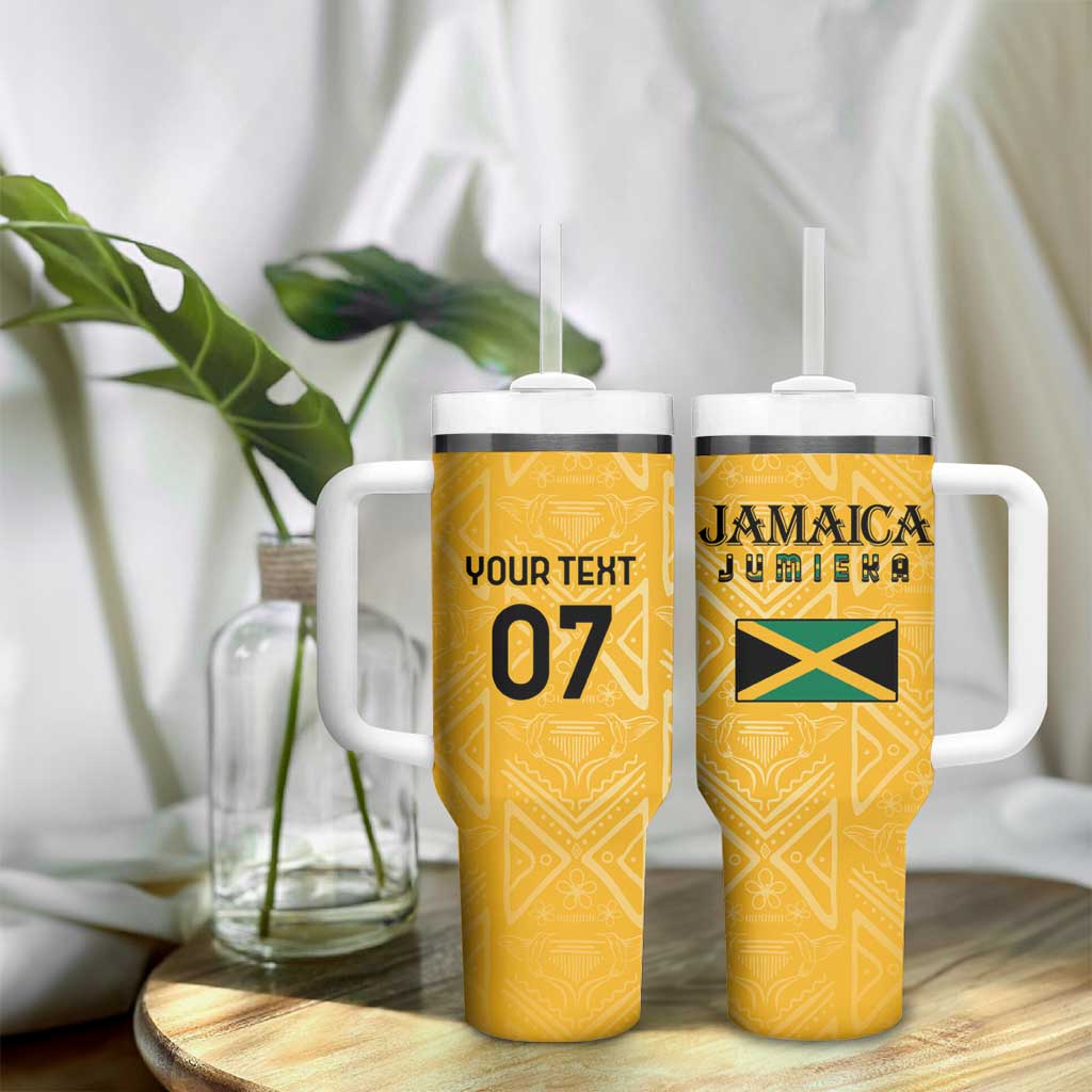 Afro-Jamaica Custom Tumbler With Handle Golden Ethnic Motifs