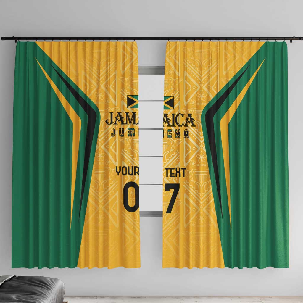 Afro-Jamaica Custom Window Curtain Golden Ethnic Motifs