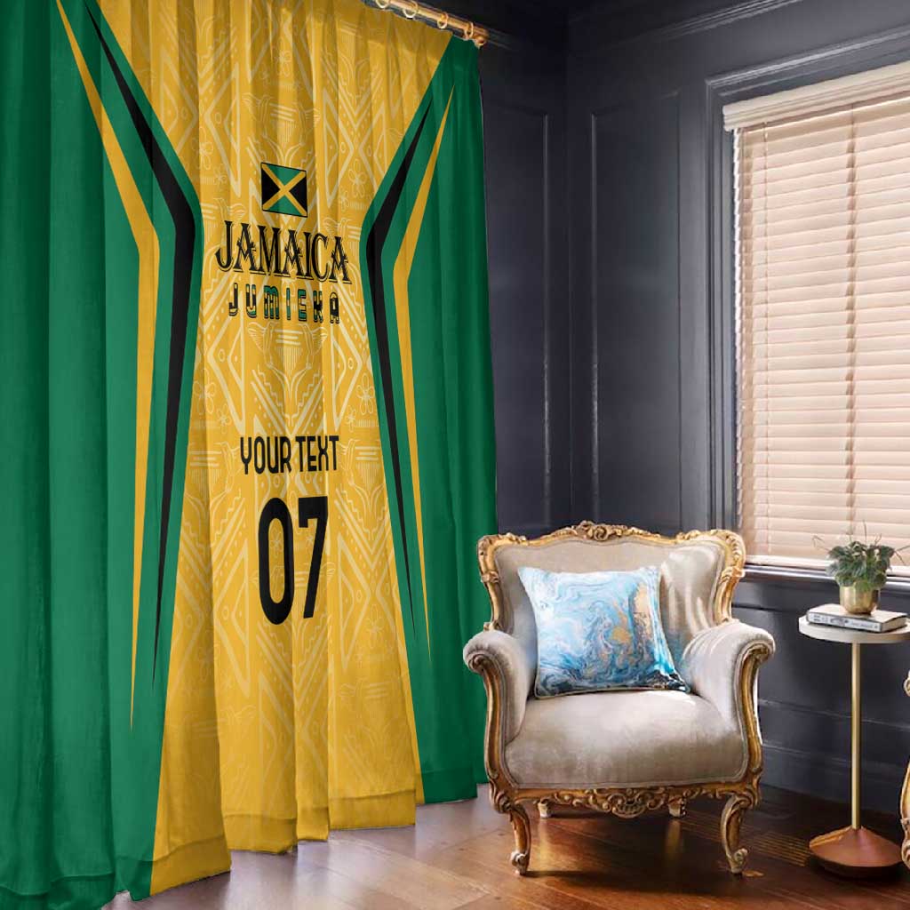 Afro-Jamaica Custom Window Curtain Golden Ethnic Motifs