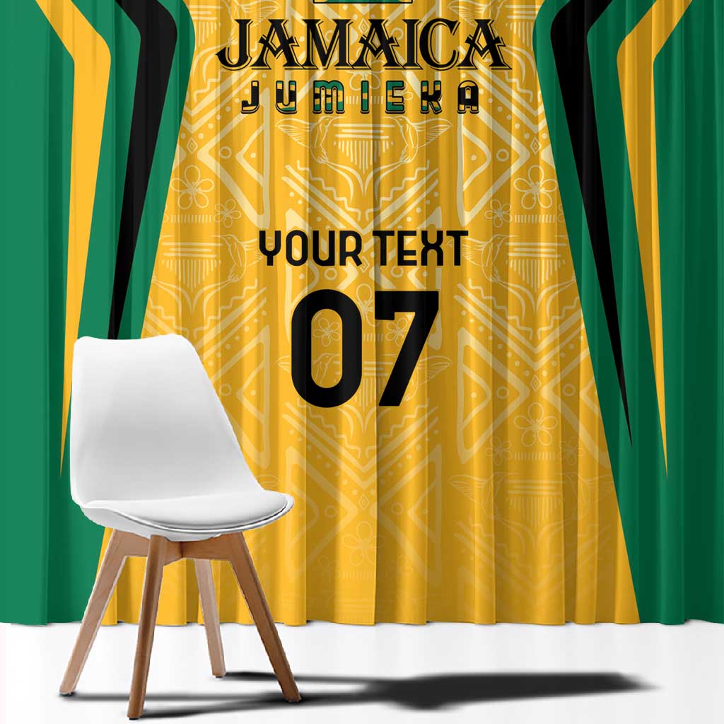 Afro-Jamaica Custom Window Curtain Golden Ethnic Motifs