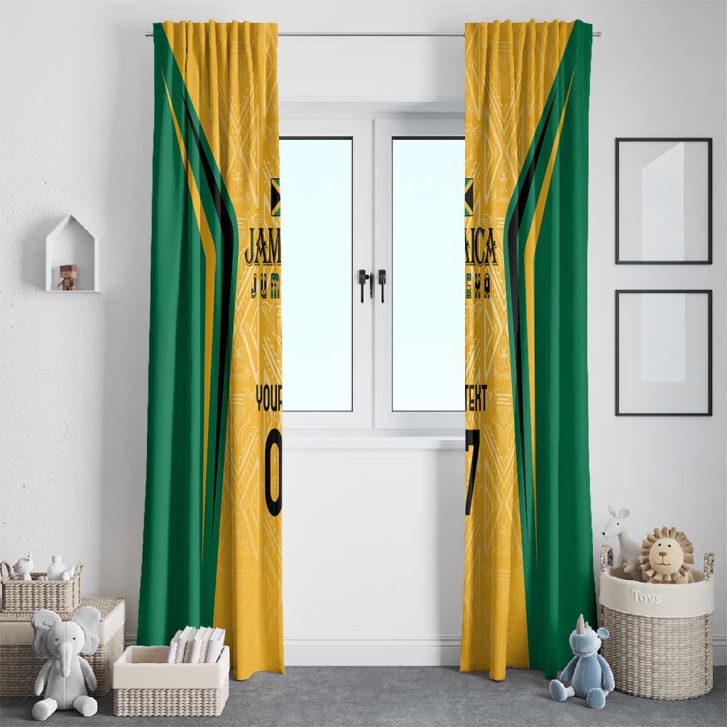 Afro-Jamaica Custom Window Curtain Golden Ethnic Motifs
