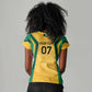 Afro-Jamaica Custom Women V-Neck T-Shirt Golden Ethnic Motifs
