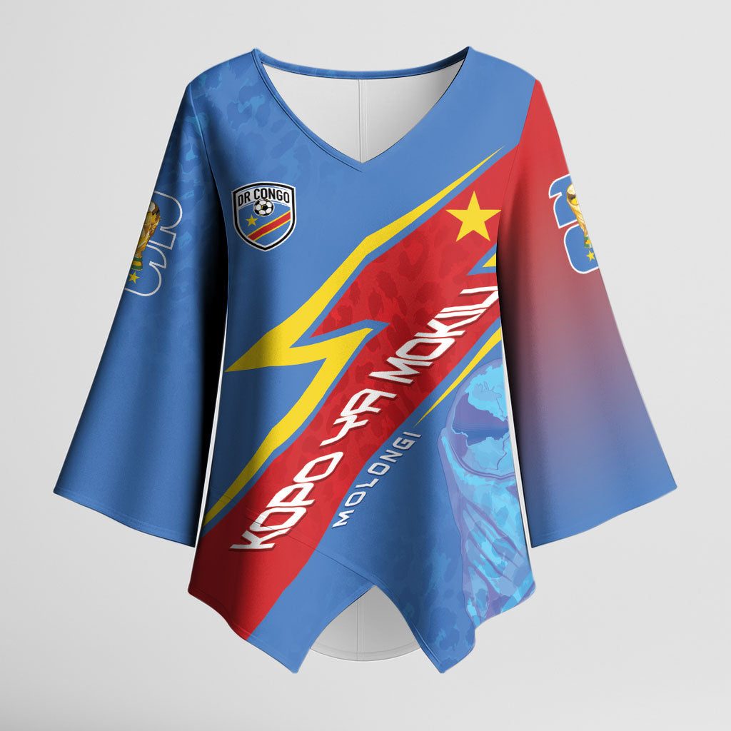 DR Congo 2026 Kopo ya Mokili Custom Kimono Sleeve Blouse Leopards Making History