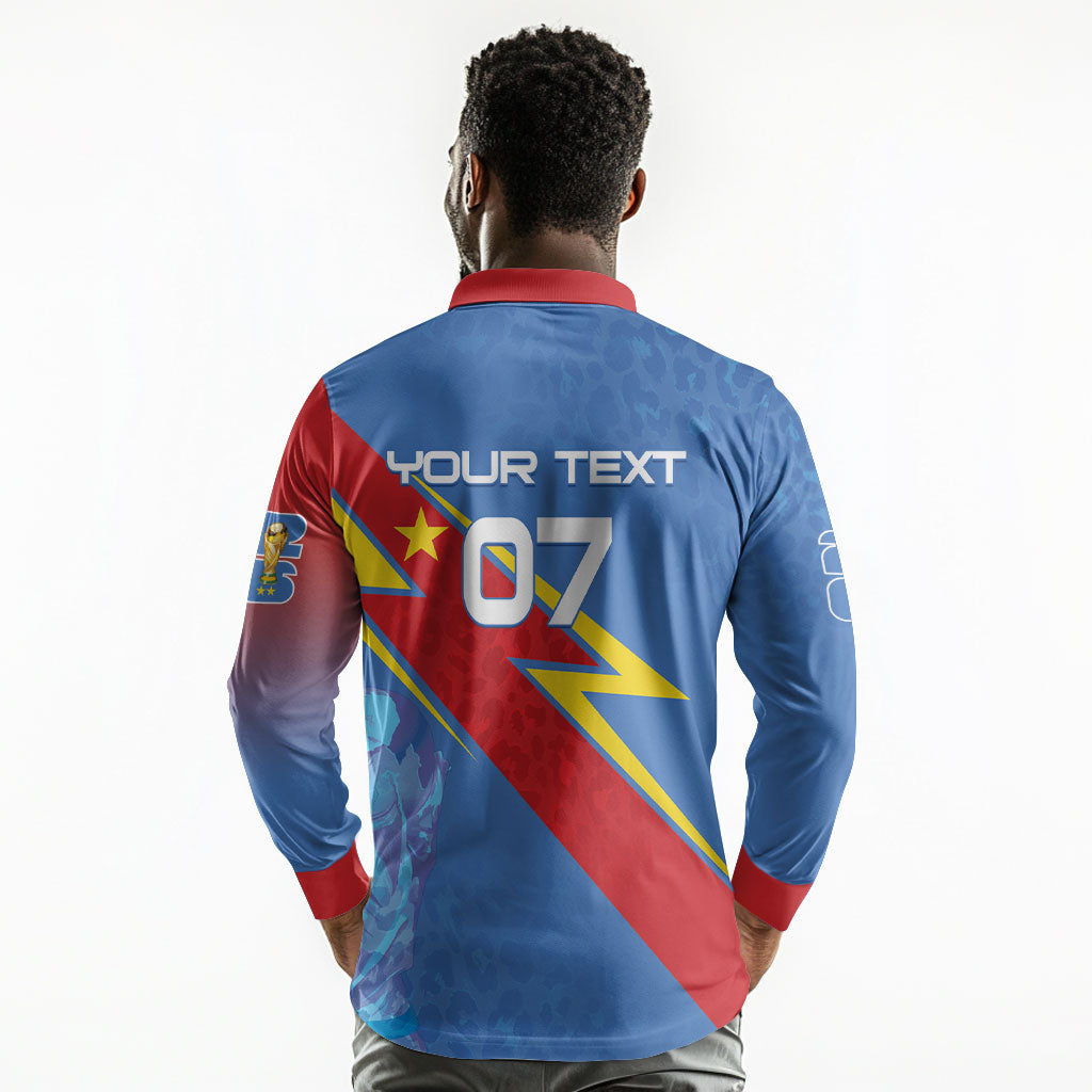 DR Congo 2026 Kopo ya Mokili Custom Long Sleeve Polo Shirt Leopards Making History