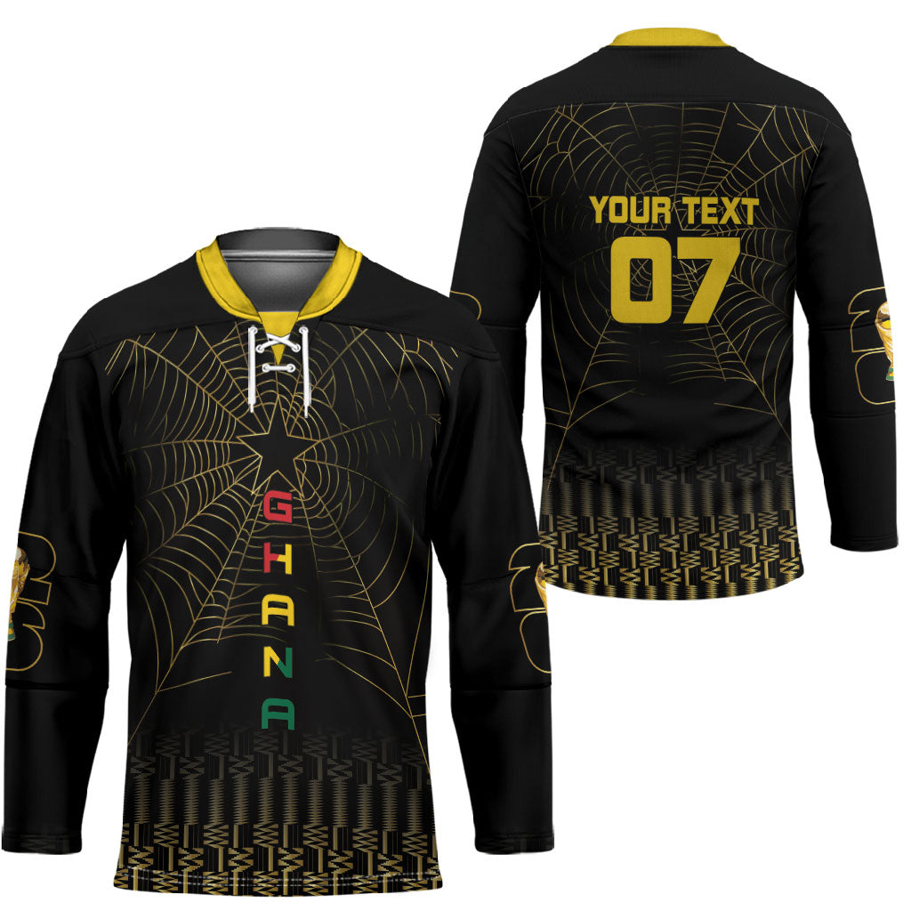 Ghana Black Star Custom Hockey Jersey Gold Ananse Spiderweb Inspired