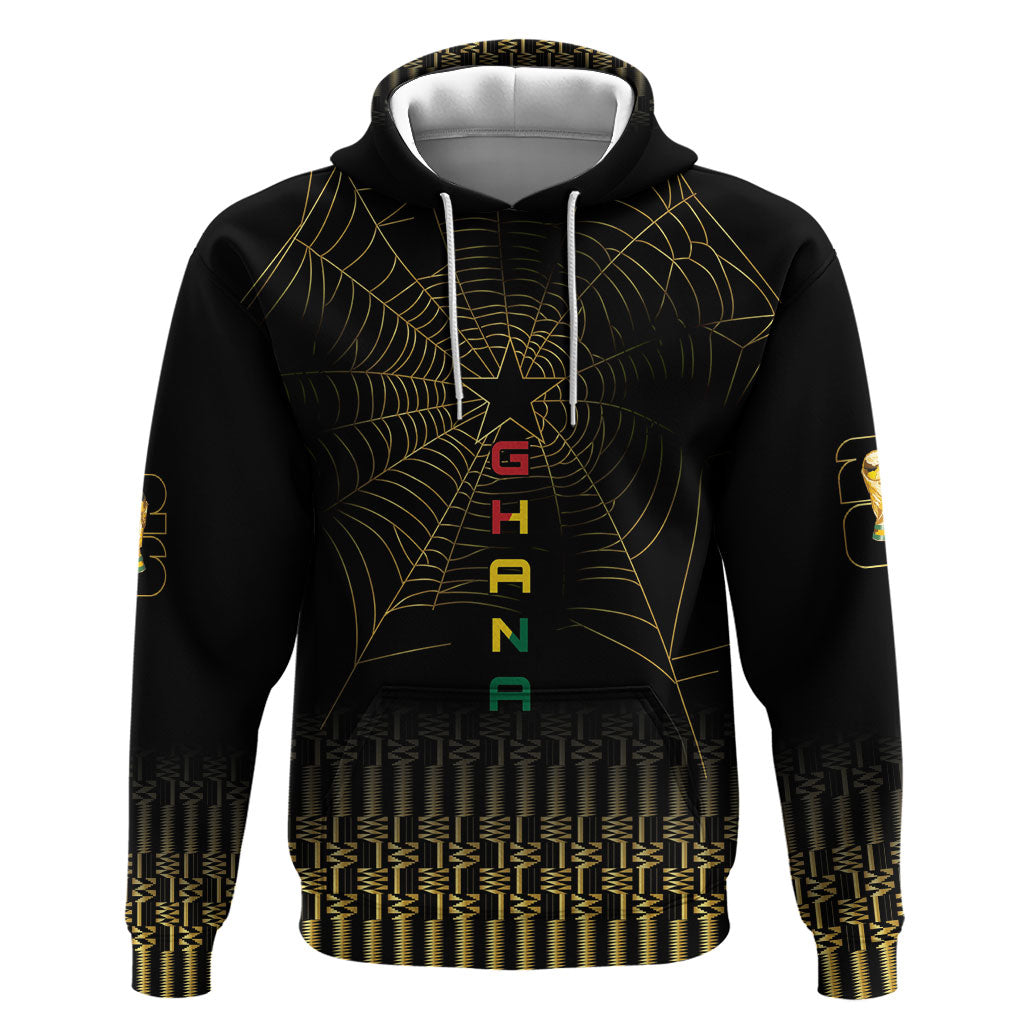 Ghana Black Star Custom Hoodie Gold Ananse Spiderweb Inspired