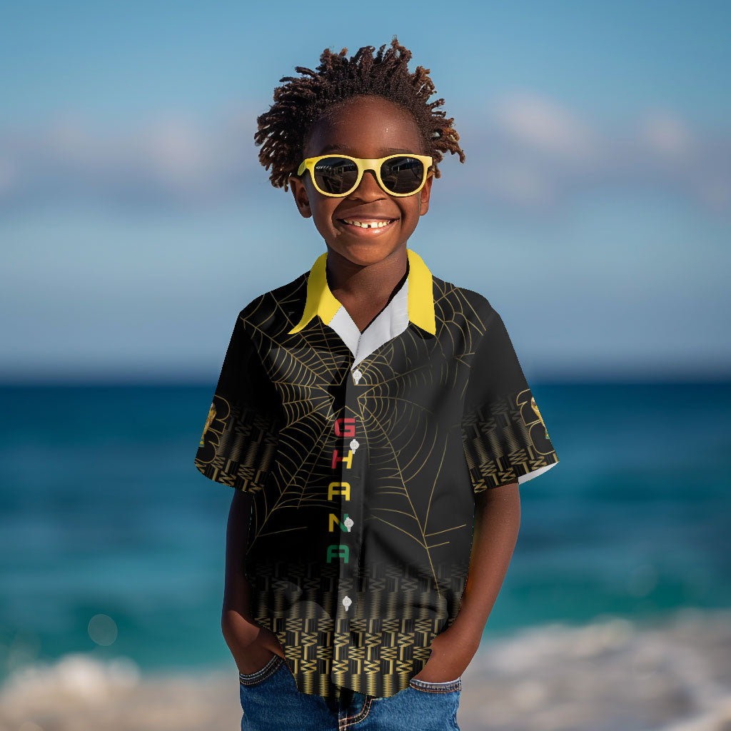 Ghana Black Star Custom Kid Hawaiian Shirt Gold Ananse Spiderweb Inspired