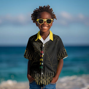 Ghana Black Star Custom Kid Hawaiian Shirt Gold Ananse Spiderweb Inspired