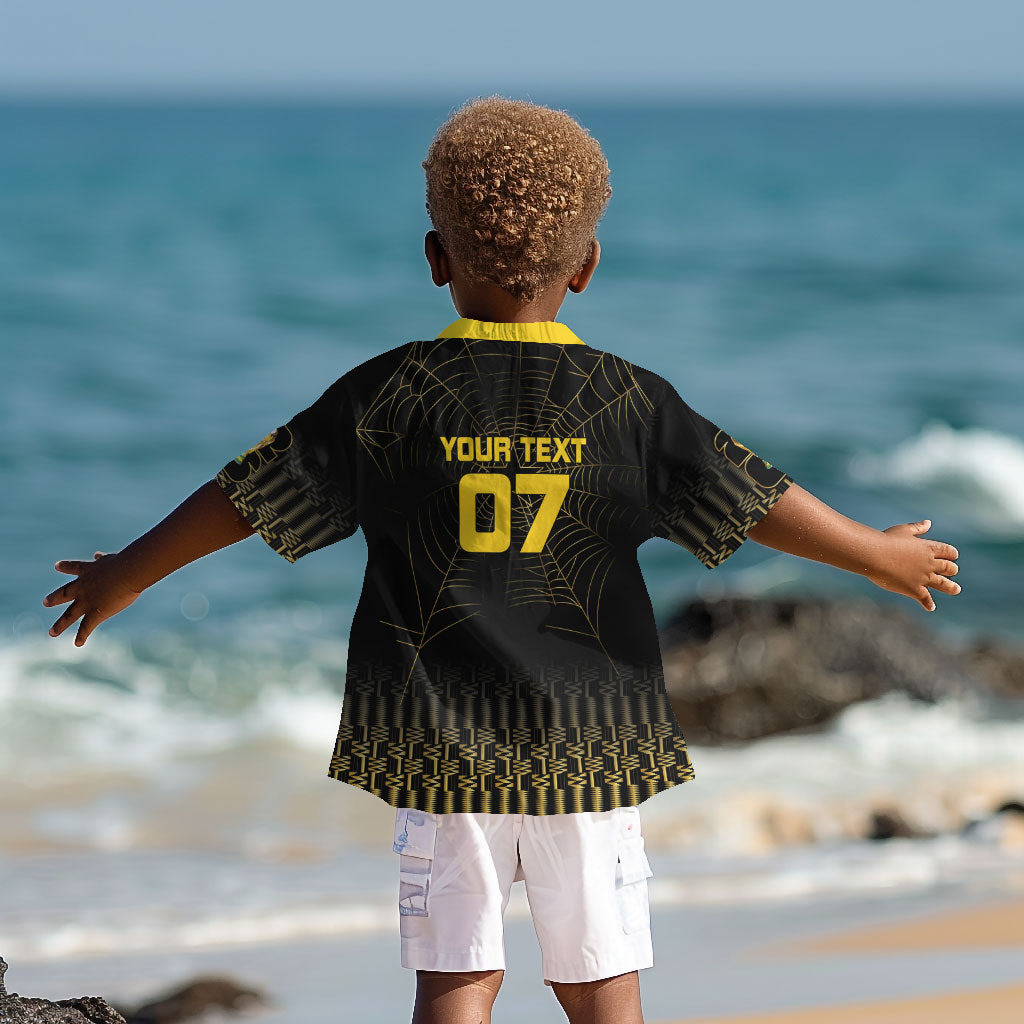 Ghana Black Star Custom Kid Hawaiian Shirt Gold Ananse Spiderweb Inspired
