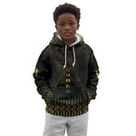 Ghana Black Star Custom Kid Hoodie Gold Ananse Spiderweb Inspired