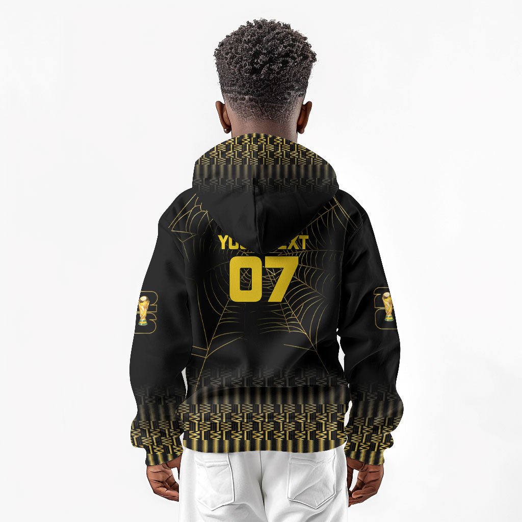 Ghana Black Star Custom Kid Hoodie Gold Ananse Spiderweb Inspired