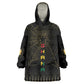 Ghana Black Star Custom Kid Wearable Blanket Hoodie Gold Ananse Spiderweb Inspired