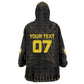 Ghana Black Star Custom Kid Wearable Blanket Hoodie Gold Ananse Spiderweb Inspired