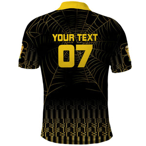 Ghana Black Star Custom Polo Shirt Gold Ananse Spiderweb Inspired