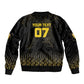 Ghana Black Star Custom Sleeve Zip Bomber Jacket Gold Ananse Spiderweb Inspired