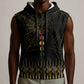 Ghana Black Star Custom Sleeveless Zip Hoodie Gold Ananse Spiderweb Inspired