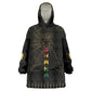 Ghana Black Star Custom Wearable Blanket Hoodie Gold Ananse Spiderweb Inspired