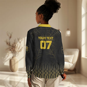 Ghana Black Star Custom Women Casual Shirt Gold Ananse Spiderweb Inspired