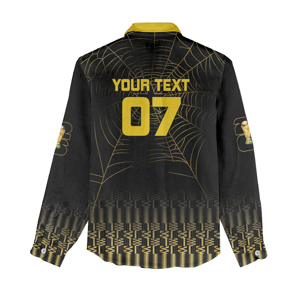 Ghana Black Star Custom Women Casual Shirt Gold Ananse Spiderweb Inspired