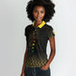 Ghana Black Star Custom Women Polo Shirt Gold Ananse Spiderweb Inspired
