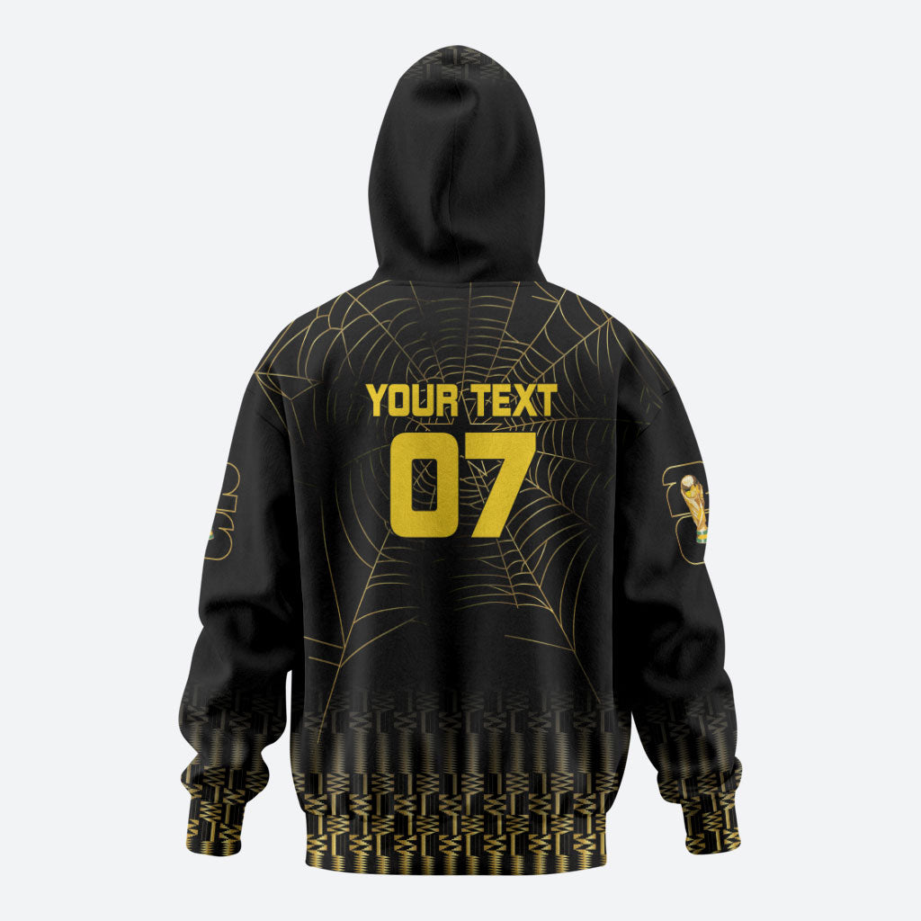 Ghana Black Star Custom Zip Hoodie Gold Ananse Spiderweb Inspired