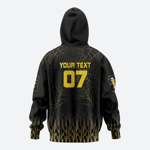 Ghana Black Star Custom Zip Hoodie Gold Ananse Spiderweb Inspired