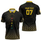 Ghana Black Star Custom Zipper Polo Shirt Gold Ananse Spiderweb Inspired