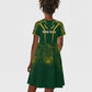 Personalised South African Heritage Day Kid Short Sleeve Dress Kente Ethnic Patterns Mix Springboks
