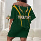 Personalised South African Heritage Day Off Shoulder Short Dress Kente Ethnic Patterns Mix Springboks LT7