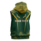 Personalised South African Heritage Day Sleeveless Hoodie Kente Ethnic Patterns Mix Springboks - African Pride