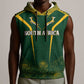 Personalised South African Heritage Day Sleeveless Hoodie Kente Ethnic Patterns Mix Springboks - African Pride