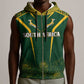 Personalised South African Heritage Day Sleeveless Zip Hoodie Kente Ethnic Patterns Mix Springboks - African Pride